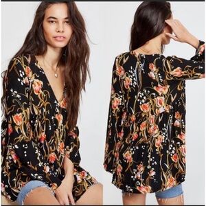 FREE PEOPLE Bella Floral-print Tunic Mini Dress